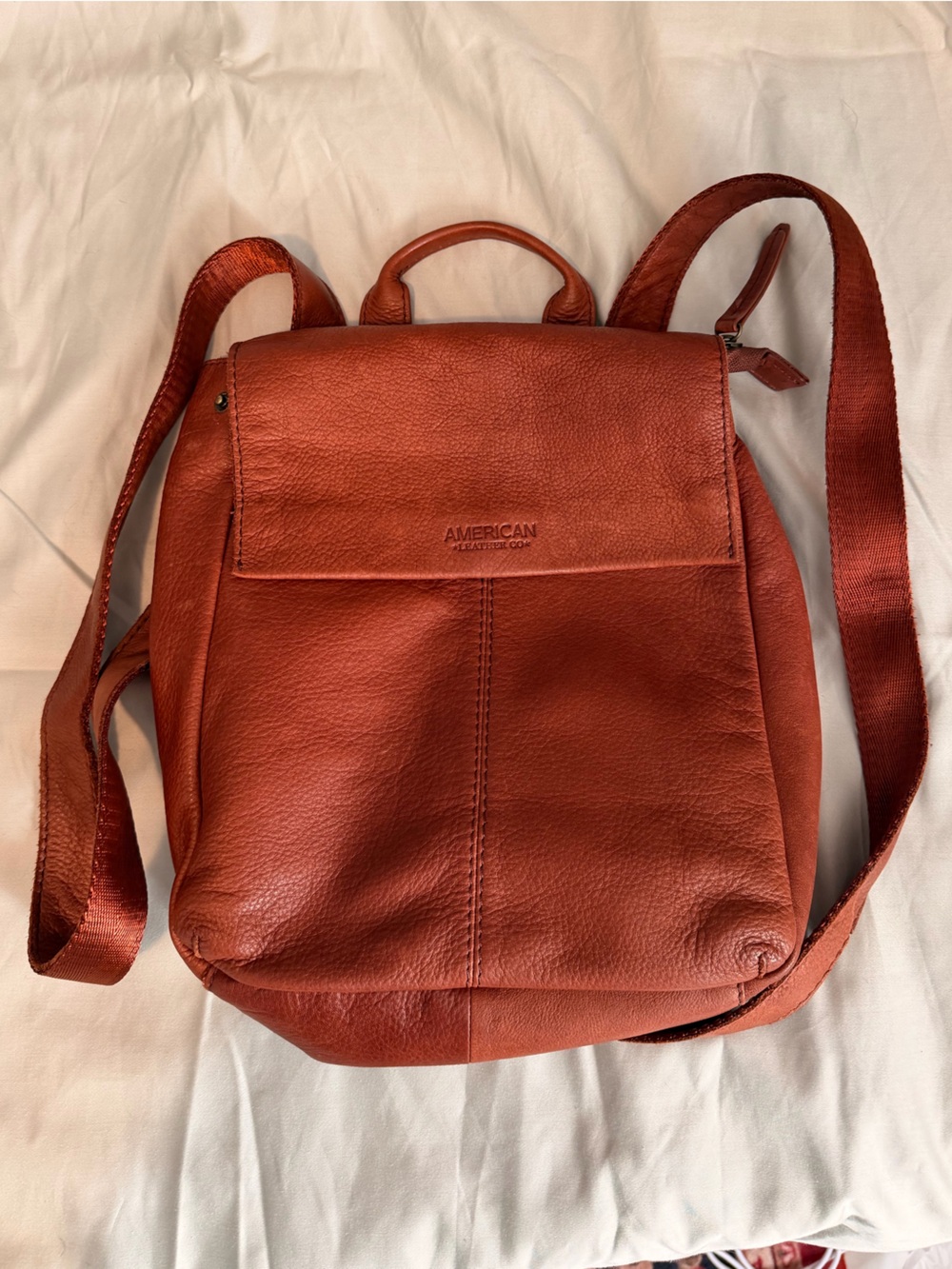 American Vintage Rust Leather Convertible Backpack Crossbody